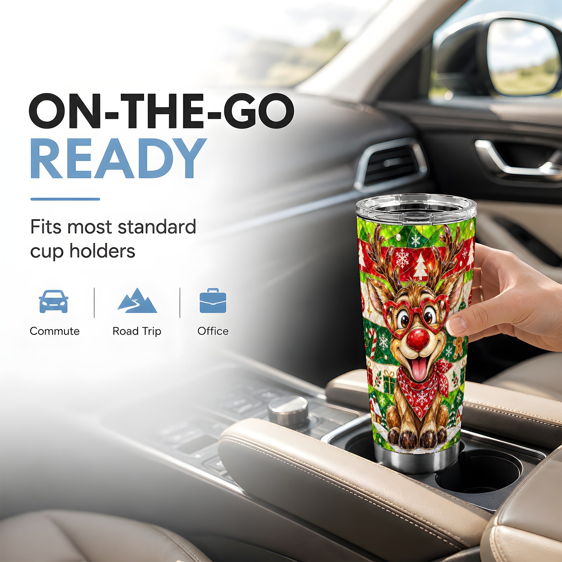 #pl[20oz|Steel] Reindeer Tumbler 20oz, Christmas Deer Tumbler, Stainless Steel Travel Cup