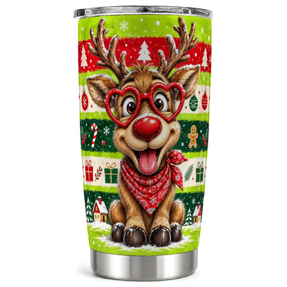 Reindeer Tumbler 20oz, Holiday Deer Tumbler, Stainless Steel Travel Cup
