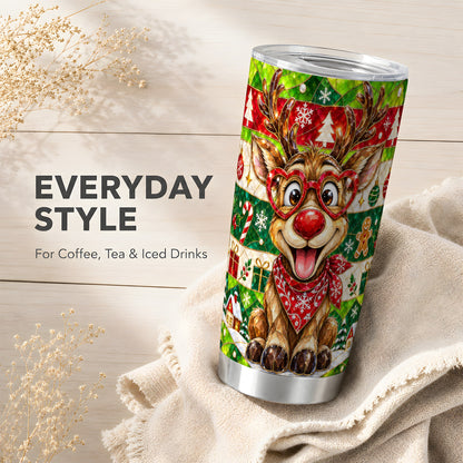 #pl[20oz|Steel] Reindeer Tumbler 20oz, Christmas Deer Tumbler, Stainless Steel Travel Cup