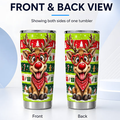 #pl[20oz|Steel] Reindeer Tumbler 20oz, Holiday Deer Tumbler, Stainless Steel Travel Cup