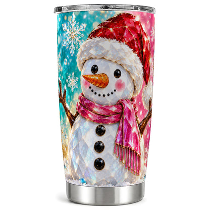 Gemstone Snowman Tumbler 20oz, Winter Tumbler, Stainless Steel Travel Cup