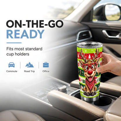 #pl[20oz|Steel] Reindeer Tumbler 20oz, Holiday Deer Tumbler, Stainless Steel Travel Cup