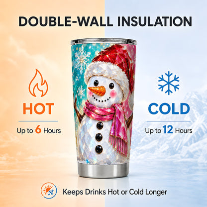 #pl[20oz|Steel] Gemstone Snowman Tumbler 20oz, Winter Tumbler, Stainless Steel Travel Cup