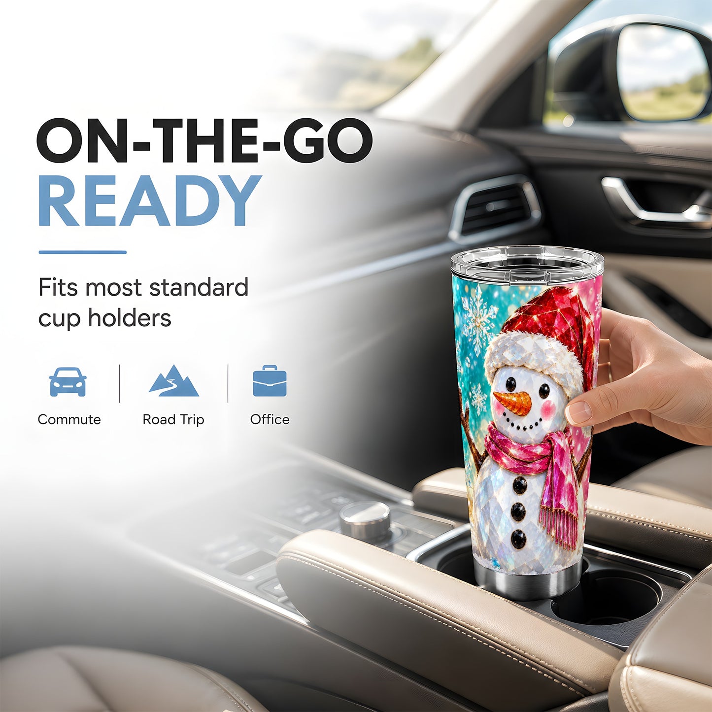 #pl[20oz|Steel] Gemstone Snowman Tumbler 20oz, Winter Tumbler, Stainless Steel Travel Cup