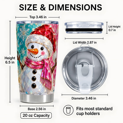 #pl[20oz|Steel] Gemstone Snowman Tumbler 20oz, Winter Tumbler, Stainless Steel Travel Cup