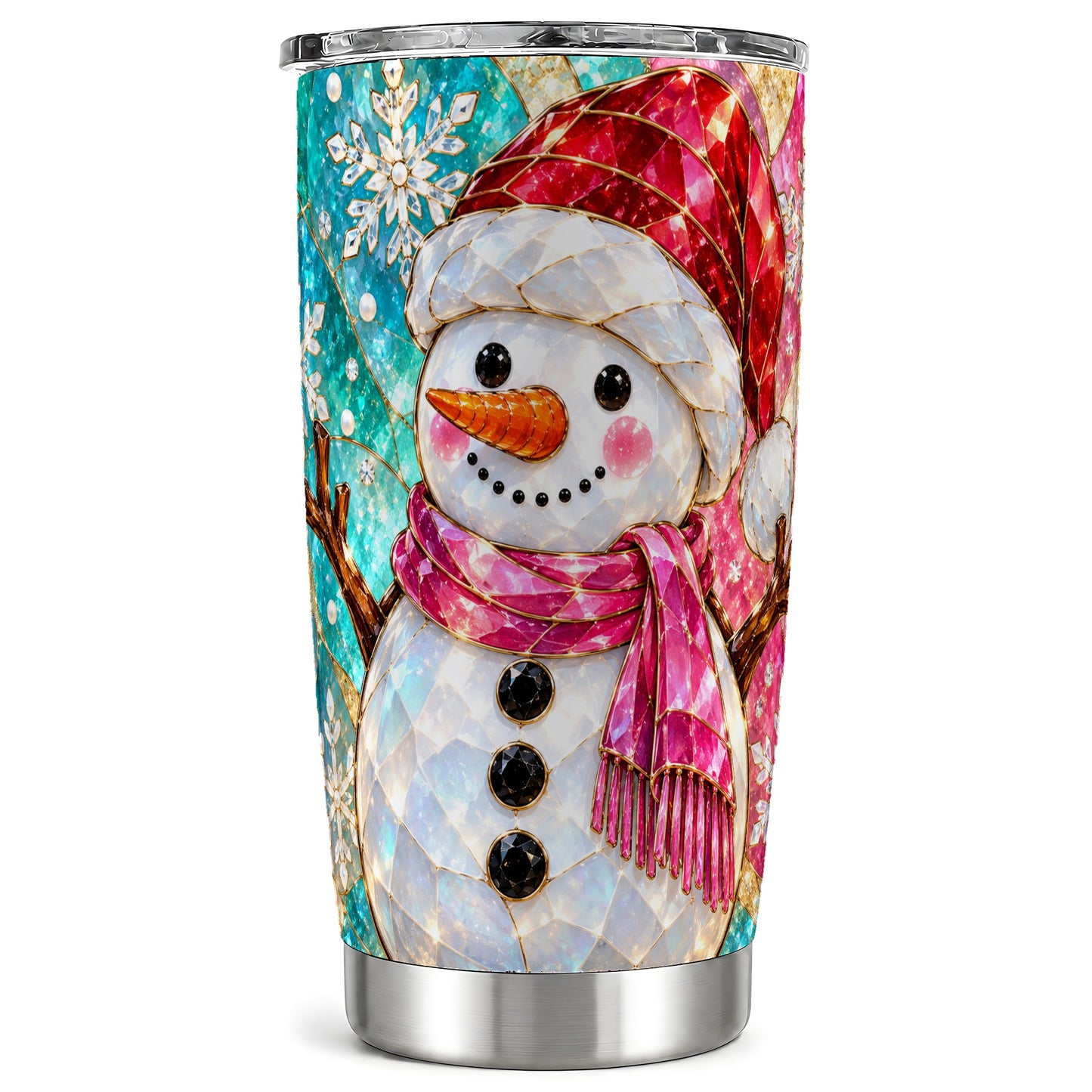 Snowman Tumbler 20oz, Winter Holiday Tumbler, Stainless Steel Travel Cup