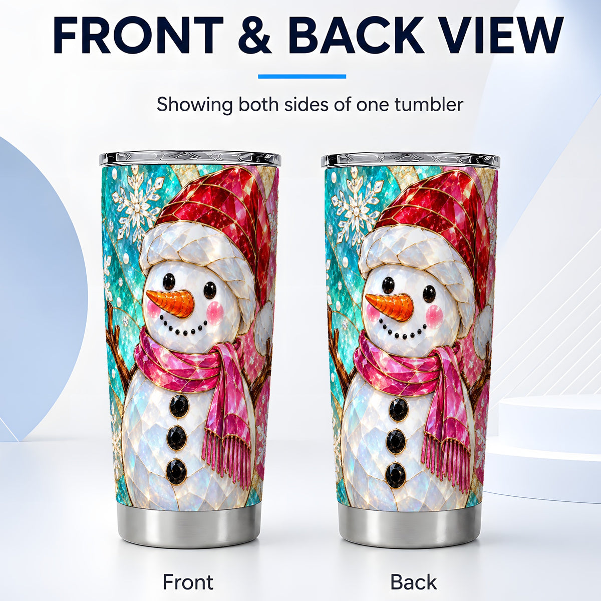 #pl[20oz|Steel] Snowman Tumbler 20oz, Winter Holiday Tumbler, Stainless Steel Travel Cup