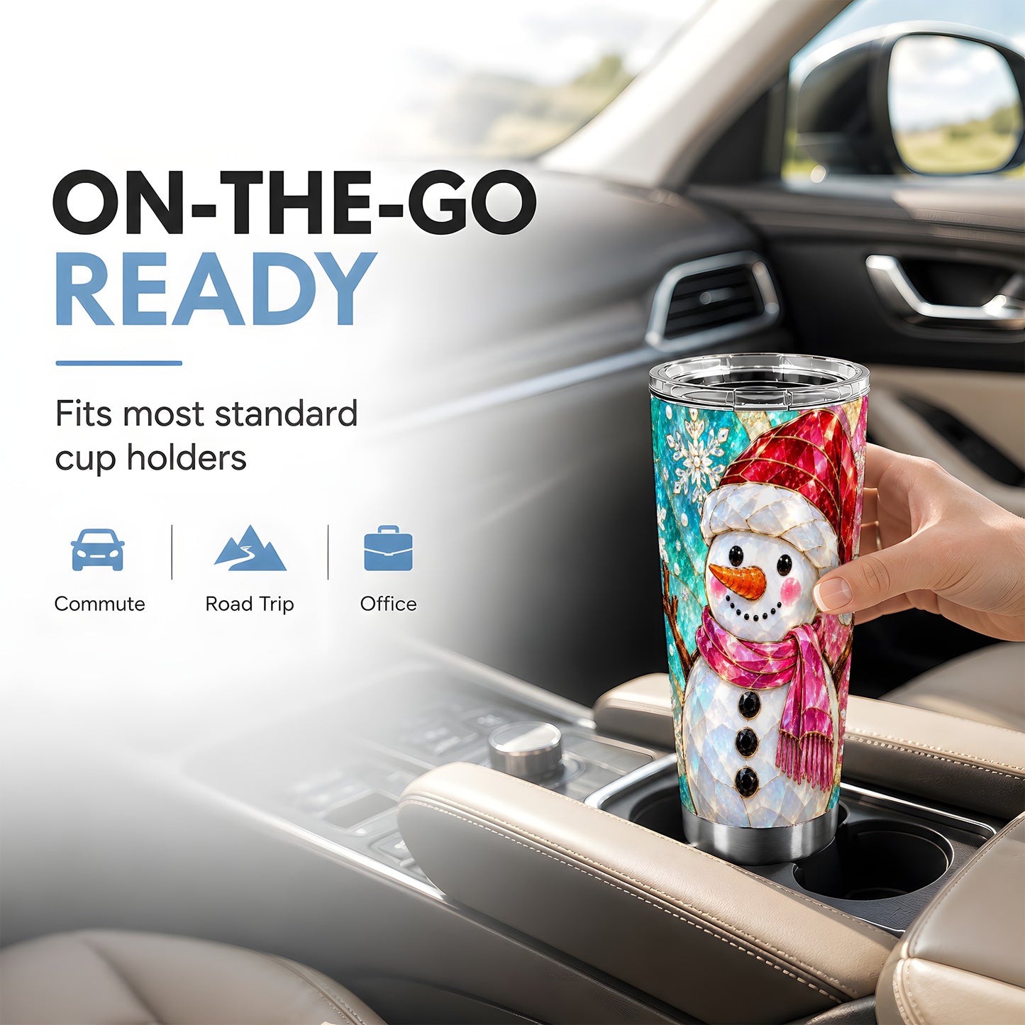 #pl[20oz|Steel] Snowman Tumbler 20oz, Winter Holiday Tumbler, Stainless Steel Travel Cup