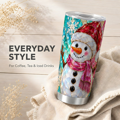 #pl[20oz|Steel] Snowman Tumbler 20oz, Winter Holiday Tumbler, Stainless Steel Travel Cup