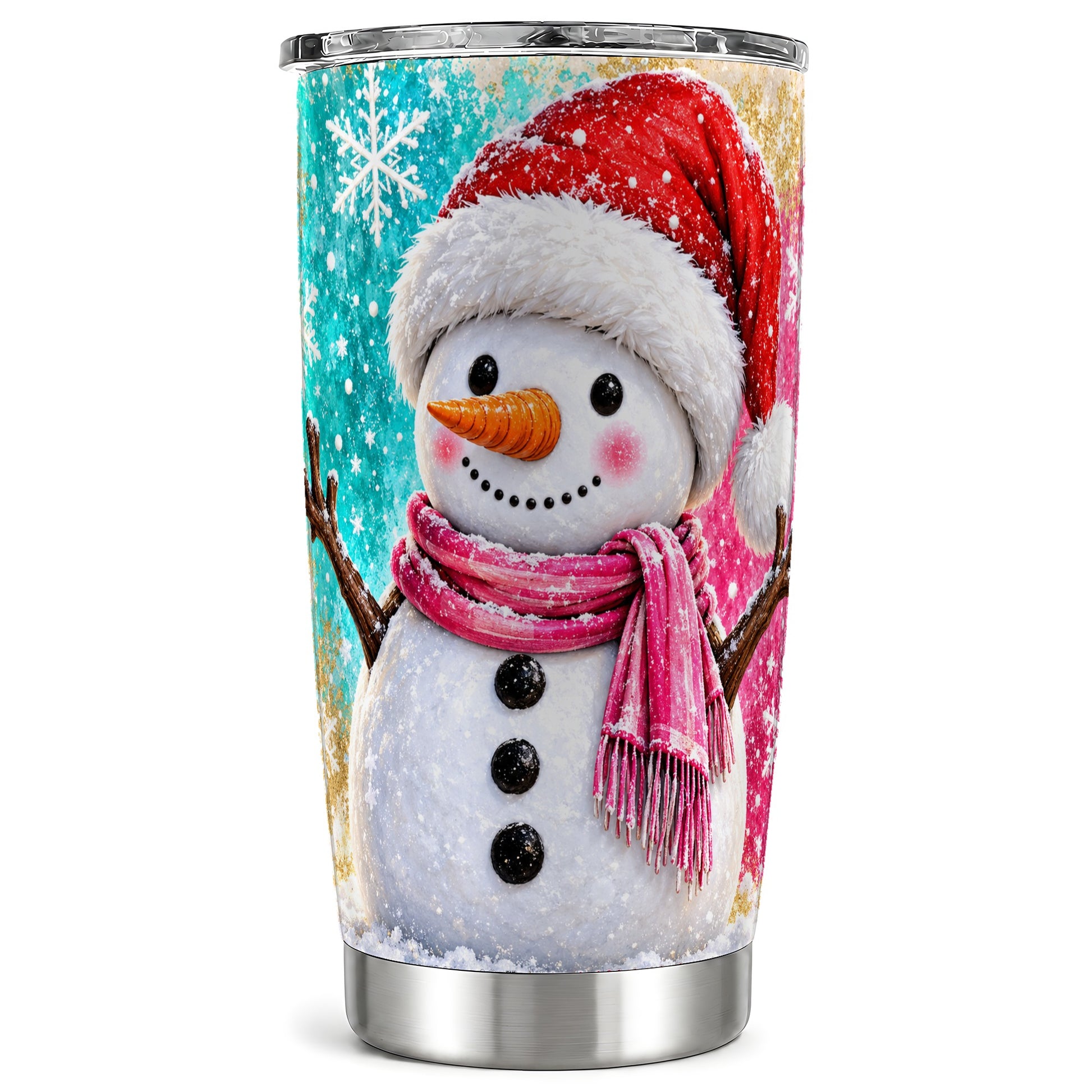 Snowman Tumbler 20oz, Christmas Tumbler, Stainless Steel Travel Cup