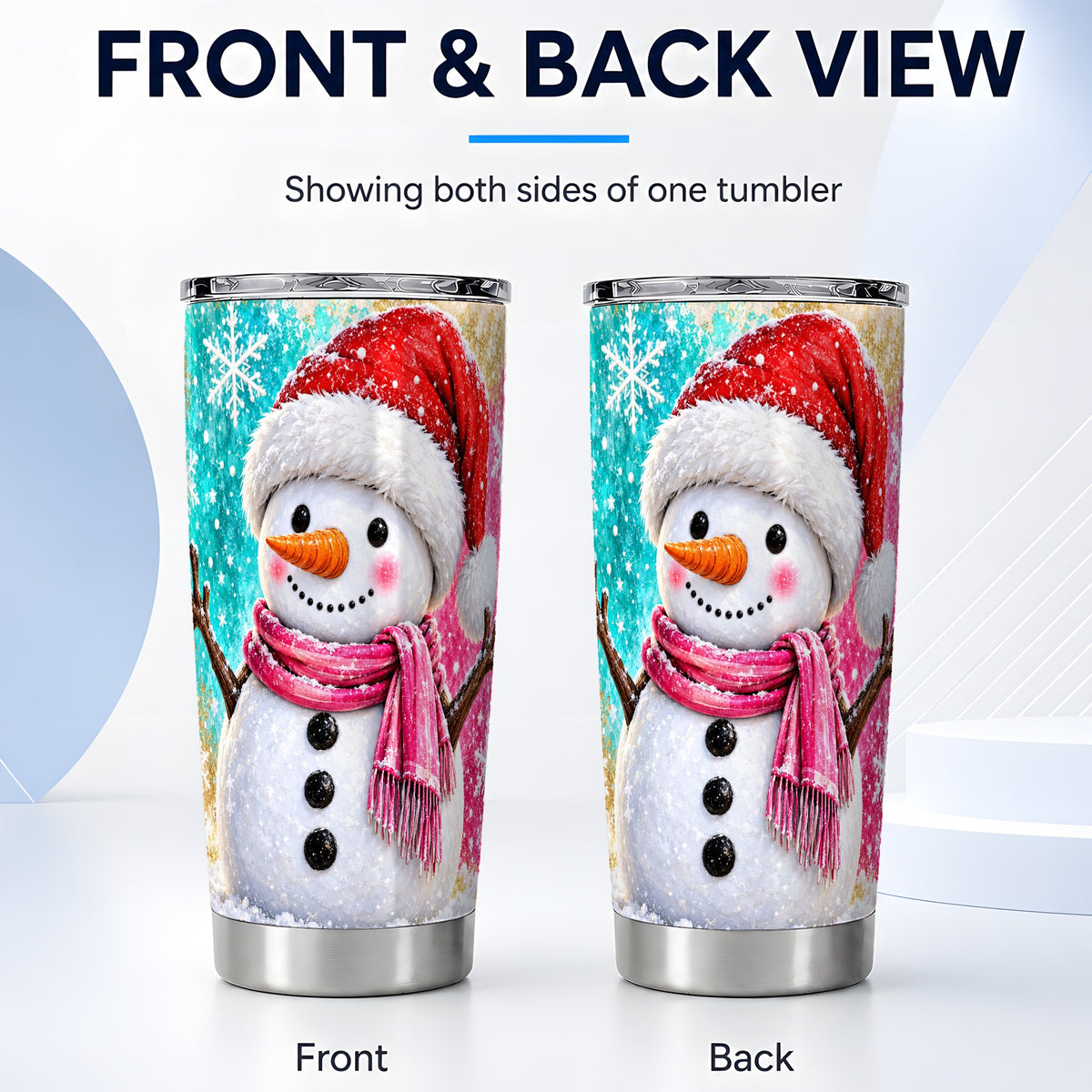 #pl[20oz|Steel] Snowman Tumbler 20oz, Christmas Tumbler, Stainless Steel Travel Cup