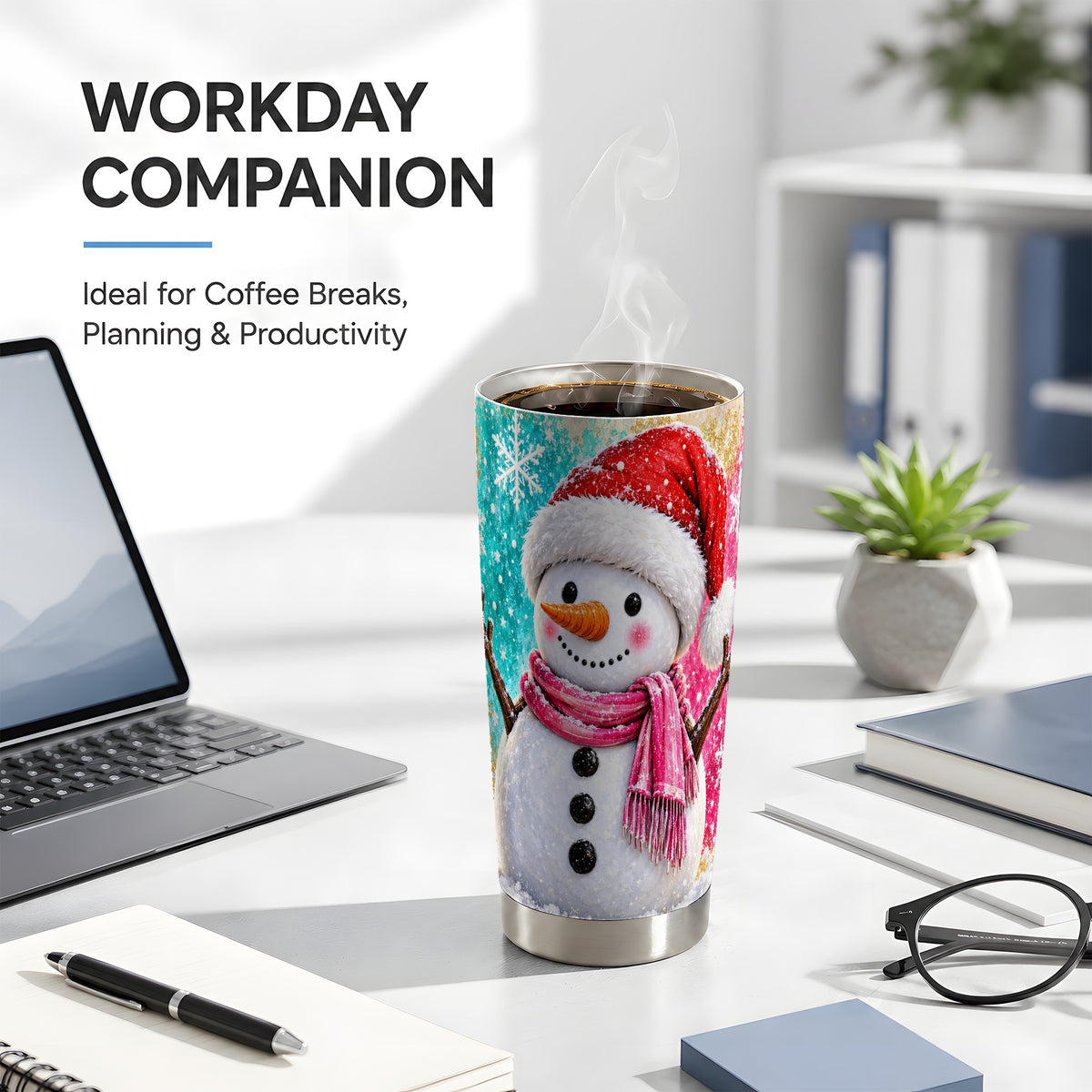 #pl[20oz|Steel] Snowman Tumbler 20oz, Christmas Tumbler, Stainless Steel Travel Cup