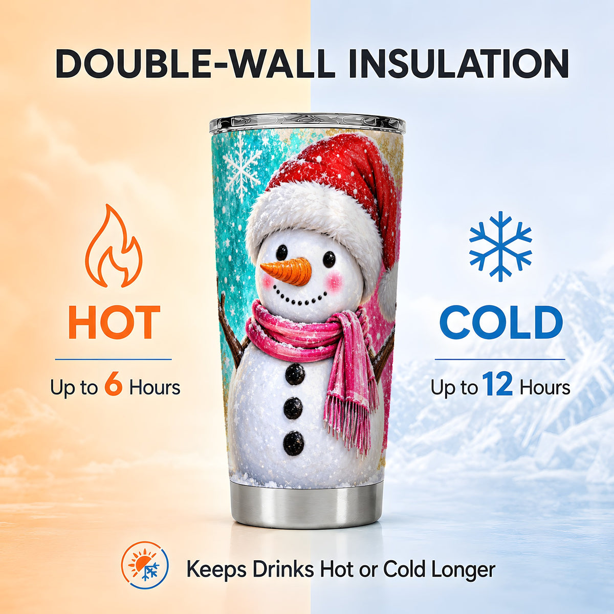 #pl[20oz|Steel] Snowman Tumbler 20oz, Christmas Tumbler, Stainless Steel Travel Cup