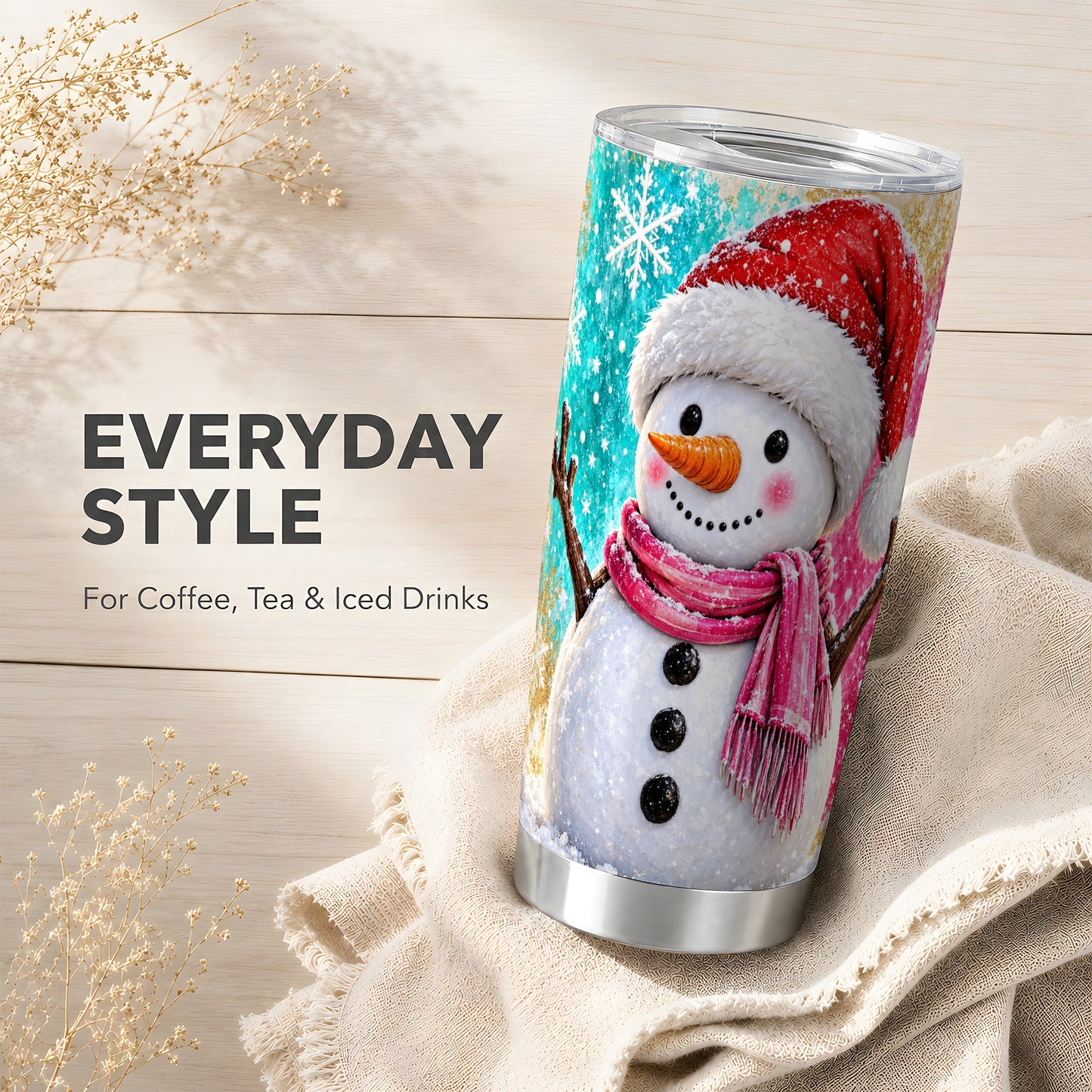 #pl[20oz|Steel] Snowman Tumbler 20oz, Christmas Tumbler, Stainless Steel Travel Cup