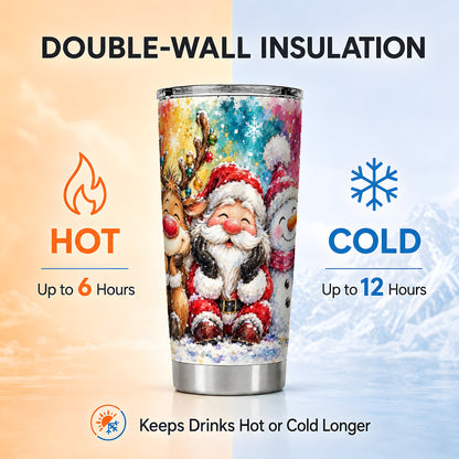 #pl[20oz|Steel] Santa Snowman Tumbler 20oz, Christmas Tumbler, Stainless Steel Travel Cup