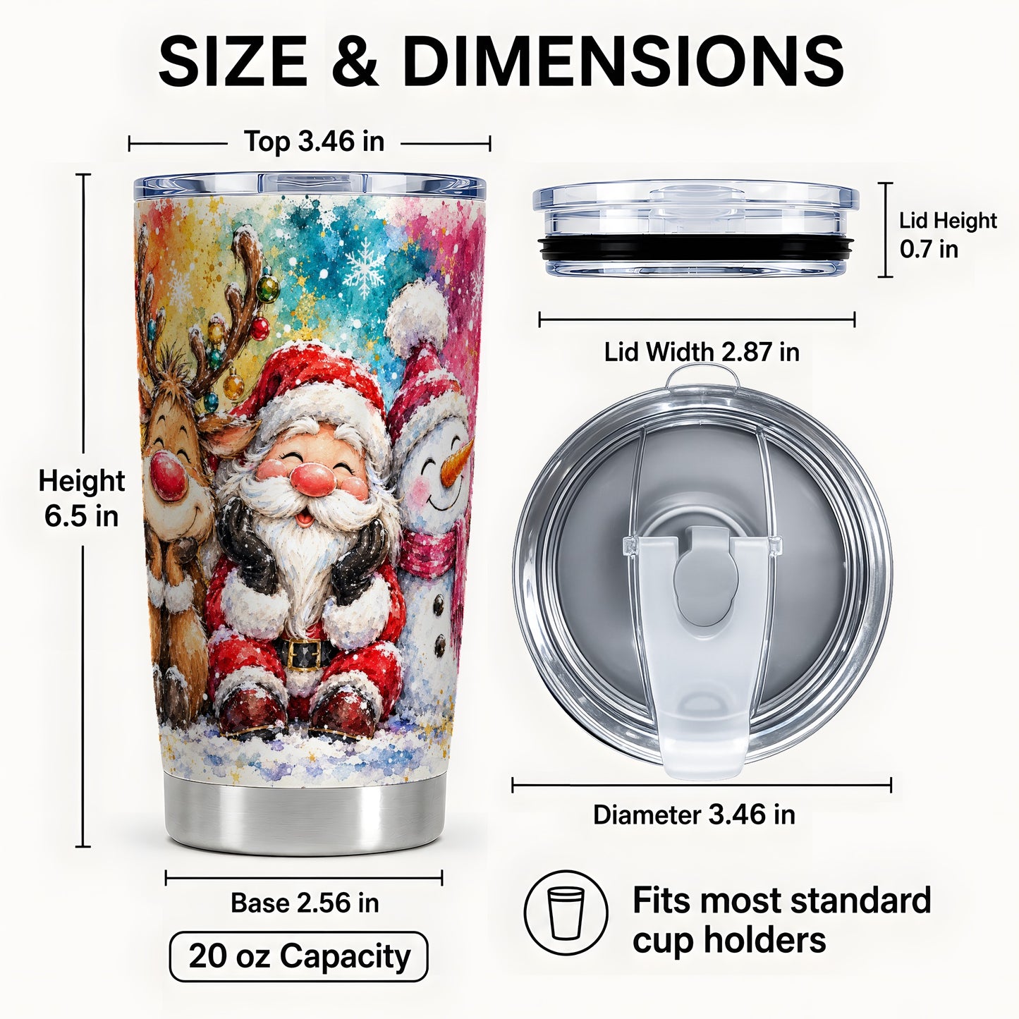 #pl[20oz|Steel] Santa Snowman Tumbler 20oz, Christmas Tumbler, Stainless Steel Travel Cup