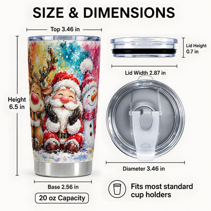 #pl[20oz|Steel] Santa Snowman Tumbler 20oz, Christmas Tumbler, Stainless Steel Travel Cup