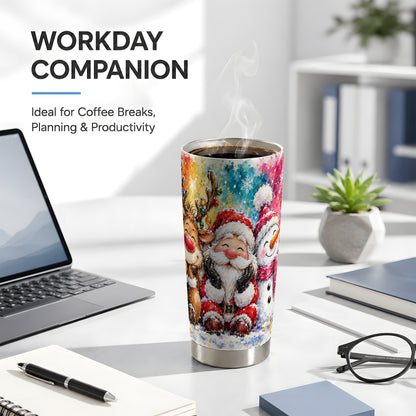 #pl[20oz|Steel] Santa Snowman Tumbler 20oz, Christmas Tumbler, Stainless Steel Travel Cup