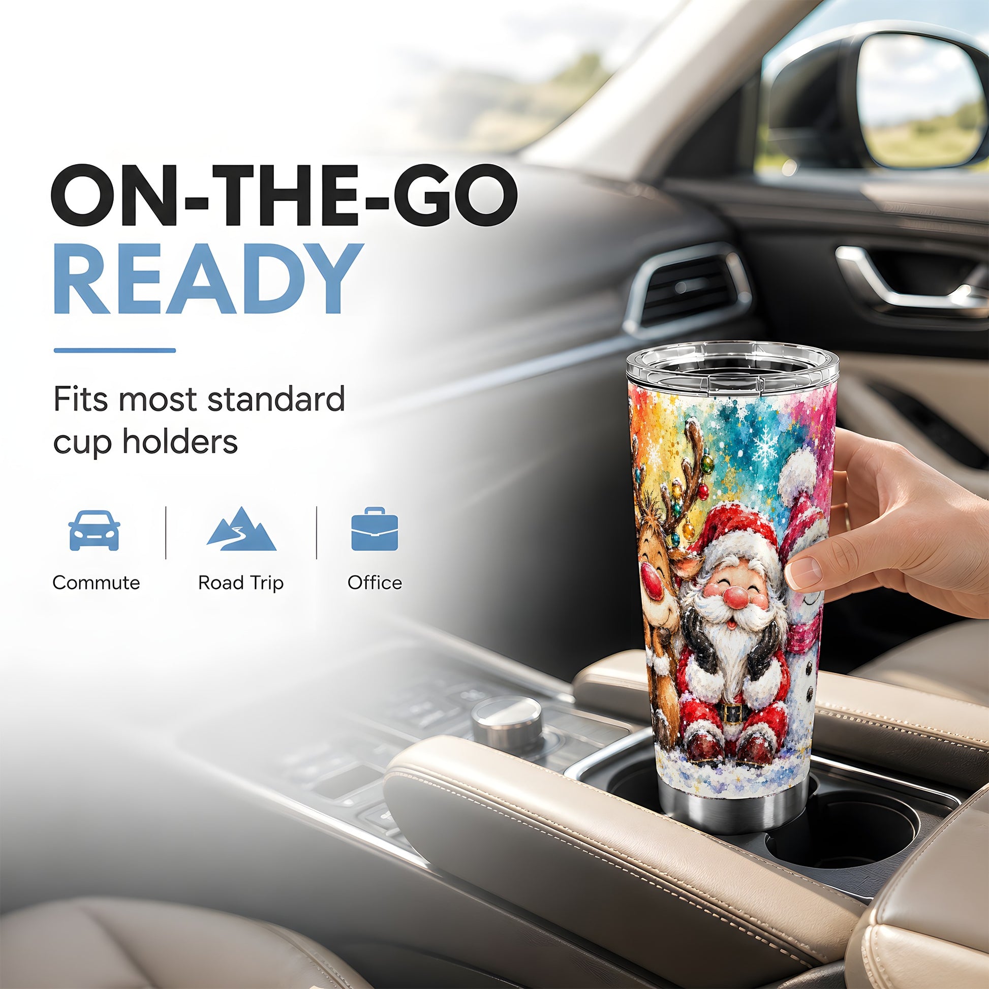 #pl[20oz|Steel] Santa Snowman Tumbler 20oz, Christmas Tumbler, Stainless Steel Travel Cup