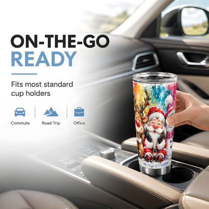 #pl[20oz|Steel] Santa Snowman Tumbler 20oz, Christmas Tumbler, Stainless Steel Travel Cup