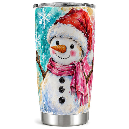 Snowman Tumbler 20oz, Santa Hat Tumbler, Stainless Steel Travel Cup