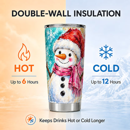 #pl[20oz|Steel] Snowman Tumbler 20oz, Santa Hat Tumbler, Stainless Steel Travel Cup