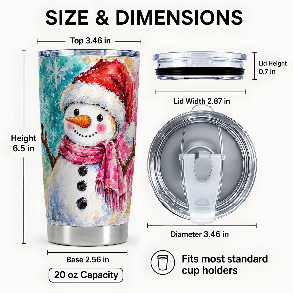 #pl[20oz|Steel] Snowman Tumbler 20oz, Santa Hat Tumbler, Stainless Steel Travel Cup