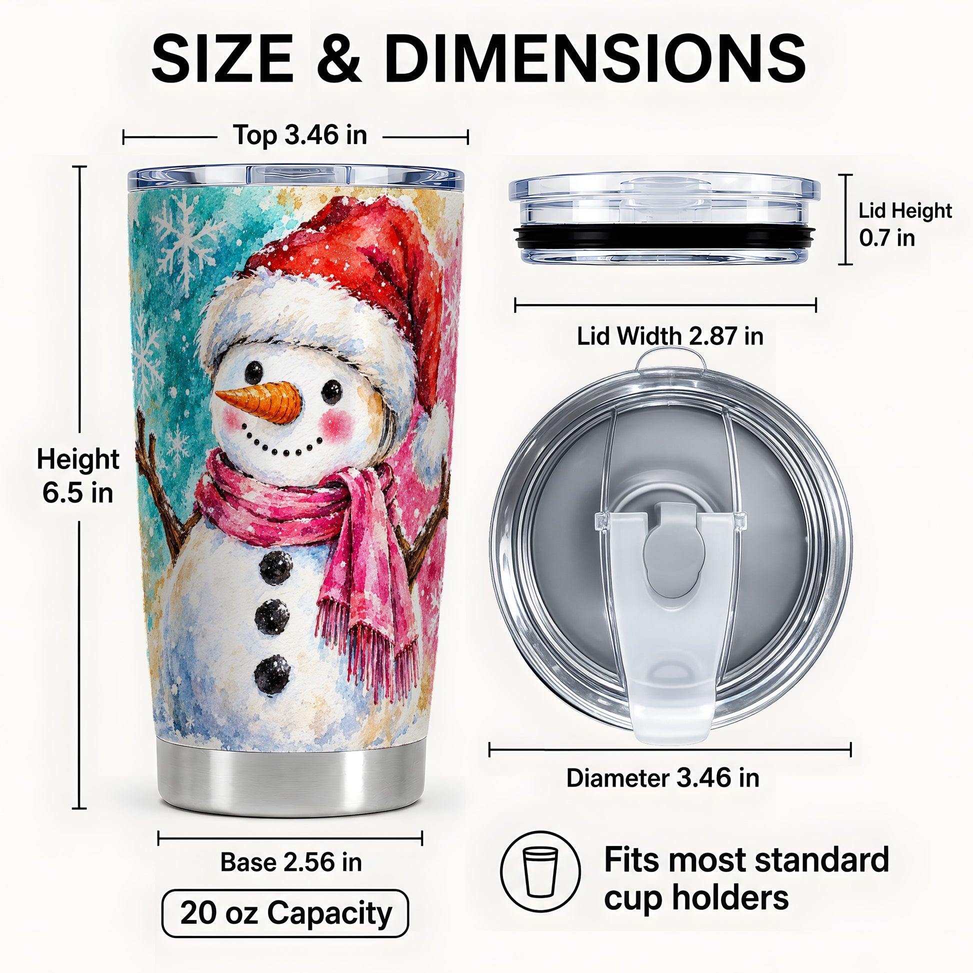 #pl[20oz|Steel] Snowman Tumbler 20oz, Santa Hat Tumbler, Stainless Steel Travel Cup