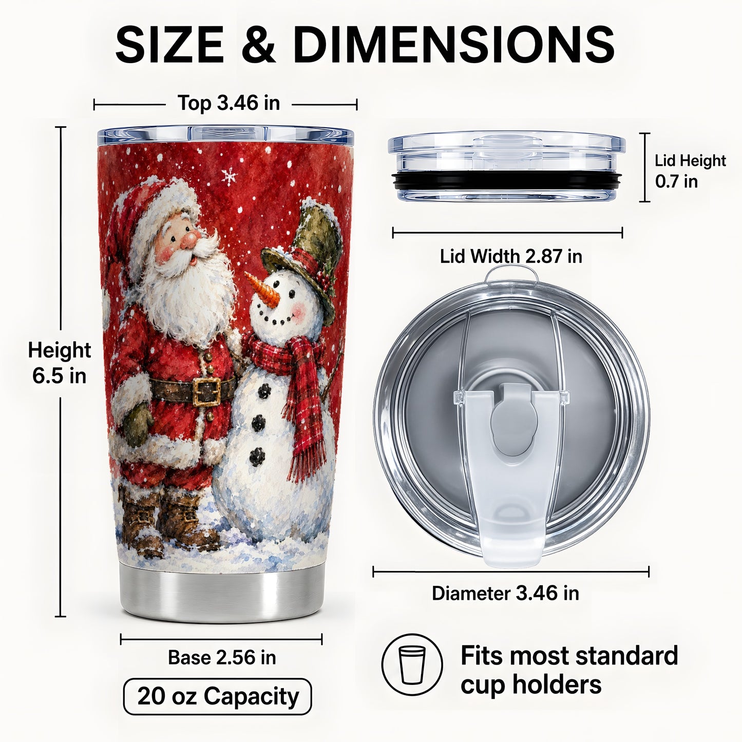 #pl[20oz|Steel] Santa Snowman Tumbler 20oz, Holiday Tumbler, Stainless Steel Travel Cup