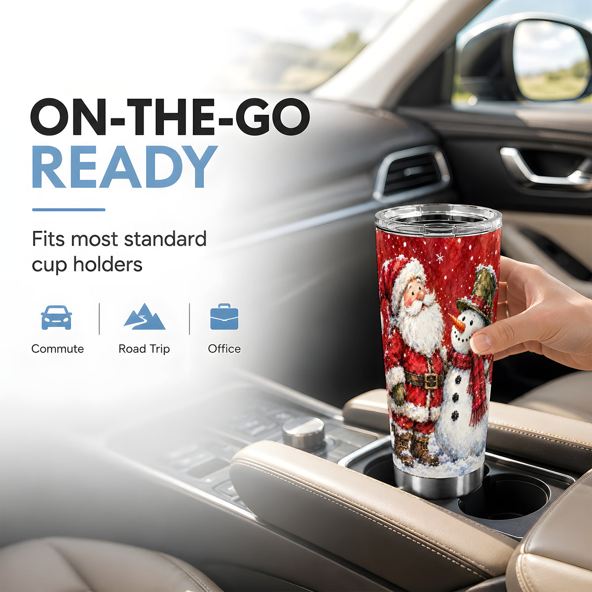 #pl[20oz|Steel] Santa Snowman Tumbler 20oz, Holiday Tumbler, Stainless Steel Travel Cup