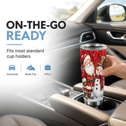 #pl[20oz|Steel] Santa Snowman Tumbler 20oz, Holiday Tumbler, Stainless Steel Travel Cup