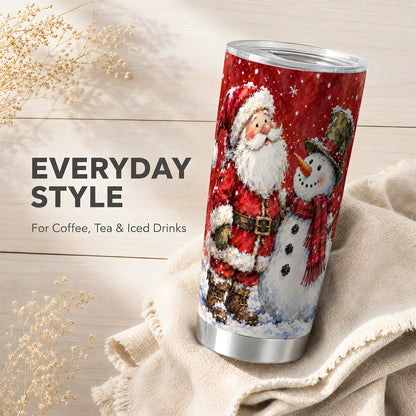 #pl[20oz|Steel] Santa Snowman Tumbler 20oz, Holiday Tumbler, Stainless Steel Travel Cup