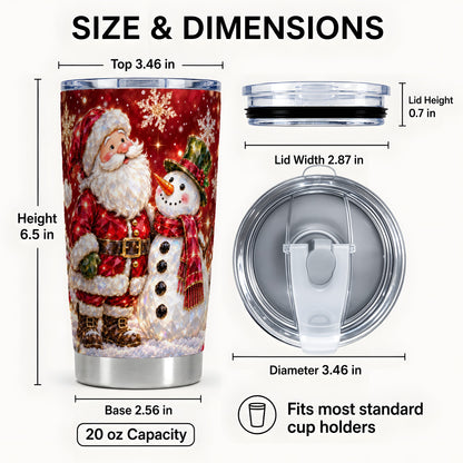#pl[20oz|Steel] Santa Snowman Tumbler 20oz, Faceted Art Tumbler, Stainless Steel Travel Cup