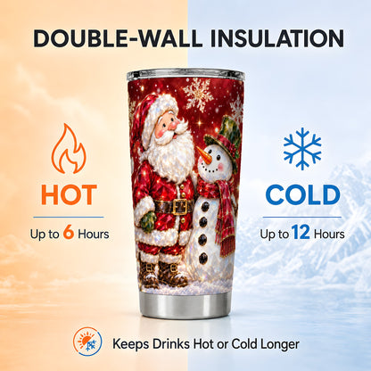 #pl[20oz|Steel] Santa Snowman Tumbler 20oz, Faceted Art Tumbler, Stainless Steel Travel Cup