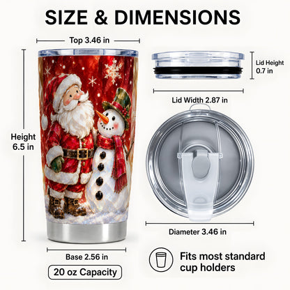 #pl[20oz|Steel] Santa and Snowman Tumbler 20oz, Holiday Tumbler, Stainless Steel Travel Cup