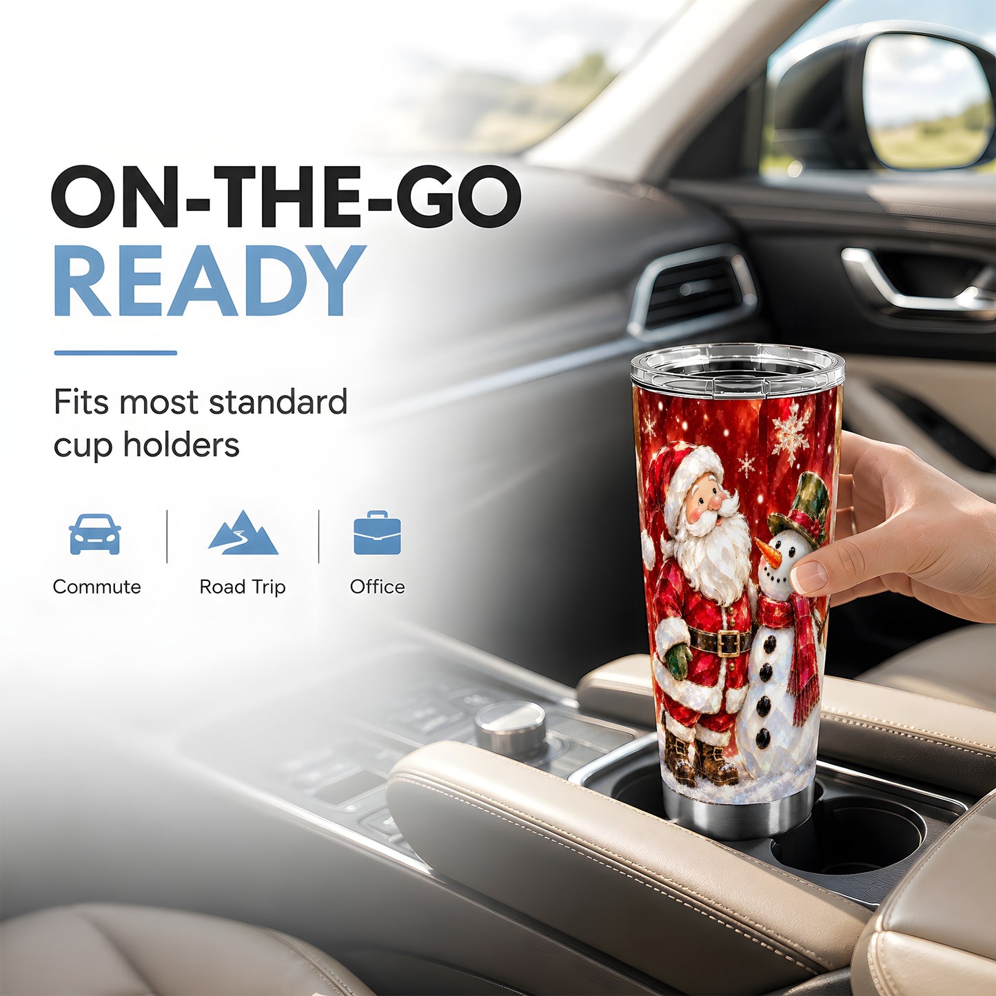 #pl[20oz|Steel] Santa and Snowman Tumbler 20oz, Holiday Tumbler, Stainless Steel Travel Cup