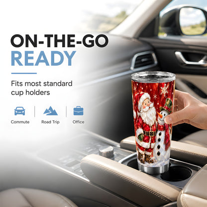 #pl[20oz|Steel] Santa and Snowman Tumbler 20oz, Holiday Tumbler, Stainless Steel Travel Cup