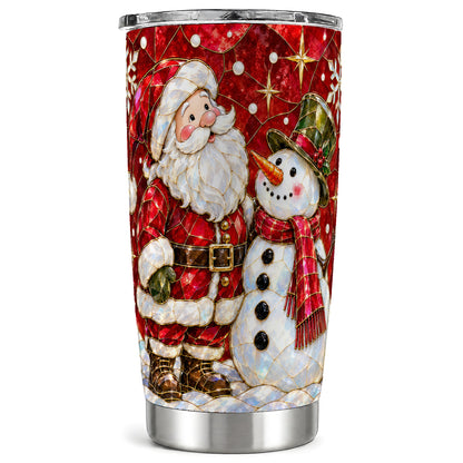 Santa and Snowman Tumbler 20oz, Mosaic Tumbler, Stainless Steel Travel Cup