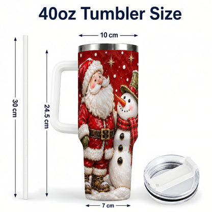 #pl[40oz|White] Santa Snowman 40oz Tumbler with Handle, Christmas Travel Cup