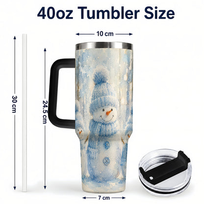 #pl[40oz|Black] Snowman Family 40oz Tumbler with Handle, Winter Travel Cup