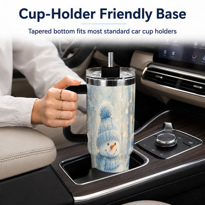 #pl[40oz|Black] Snowman Family 40oz Tumbler with Handle, Winter Travel Cup