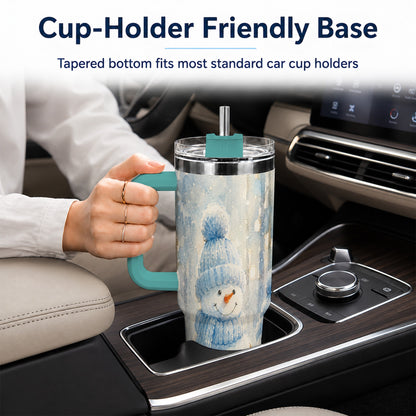 #pl[40oz|Green] Snowman Family 40oz Tumbler with Handle, Winter Travel Cup