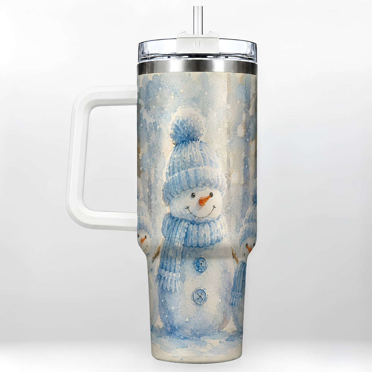 Snowman Family 40oz Tumbler with Handle, Winter Travel Cup