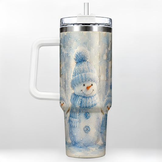 Snowman Family 40oz Tumbler with Handle, Winter Travel Cup