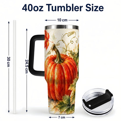#pl[40oz|Black] Autumn Pumpkin 40oz Tumbler, Harvest Tumbler, Stainless Steel Travel Cup