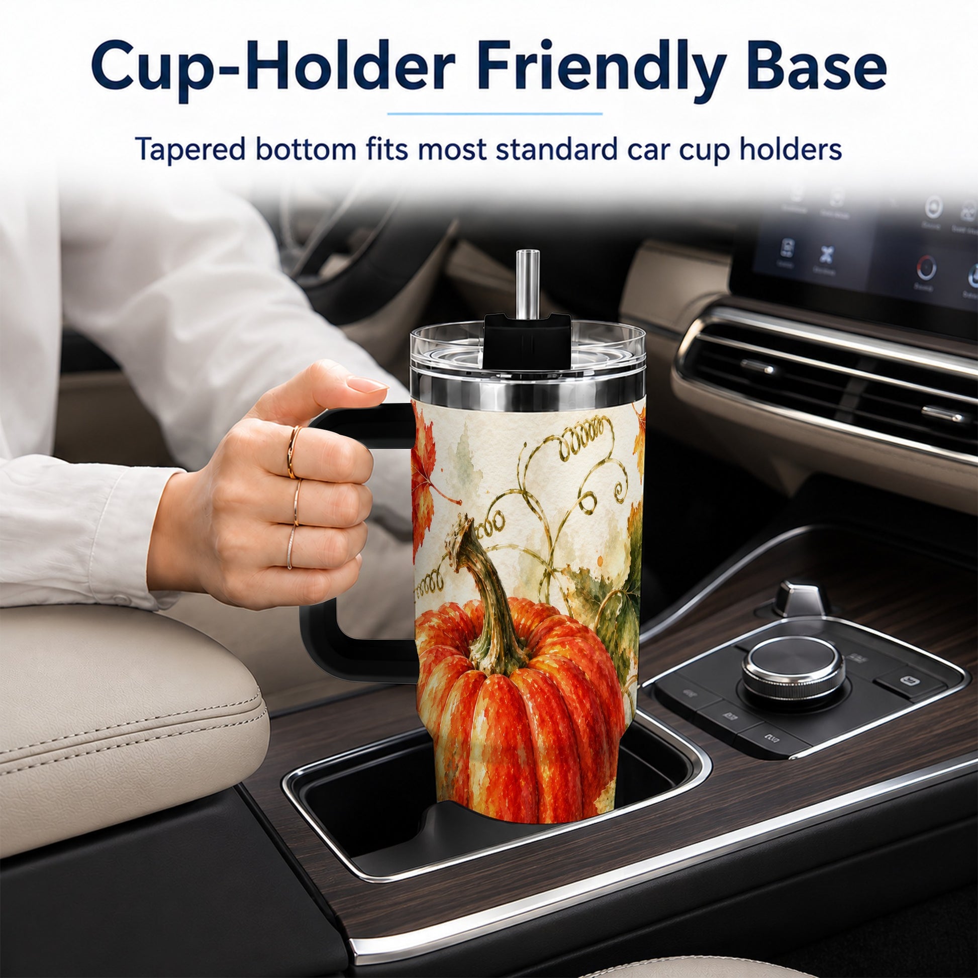 #pl[40oz|Black] Autumn Pumpkin 40oz Tumbler, Harvest Tumbler, Stainless Steel Travel Cup