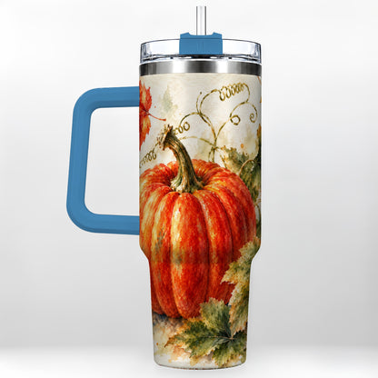 #pl[40oz|Blue] Autumn Pumpkin 40oz Tumbler, Harvest Tumbler, Stainless Steel Travel Cup