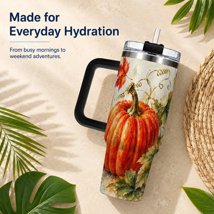 #pl[40oz|Black] Autumn Pumpkin 40oz Tumbler, Harvest Tumbler, Stainless Steel Travel Cup