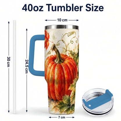 #pl[40oz|Blue] Autumn Pumpkin 40oz Tumbler, Harvest Tumbler, Stainless Steel Travel Cup