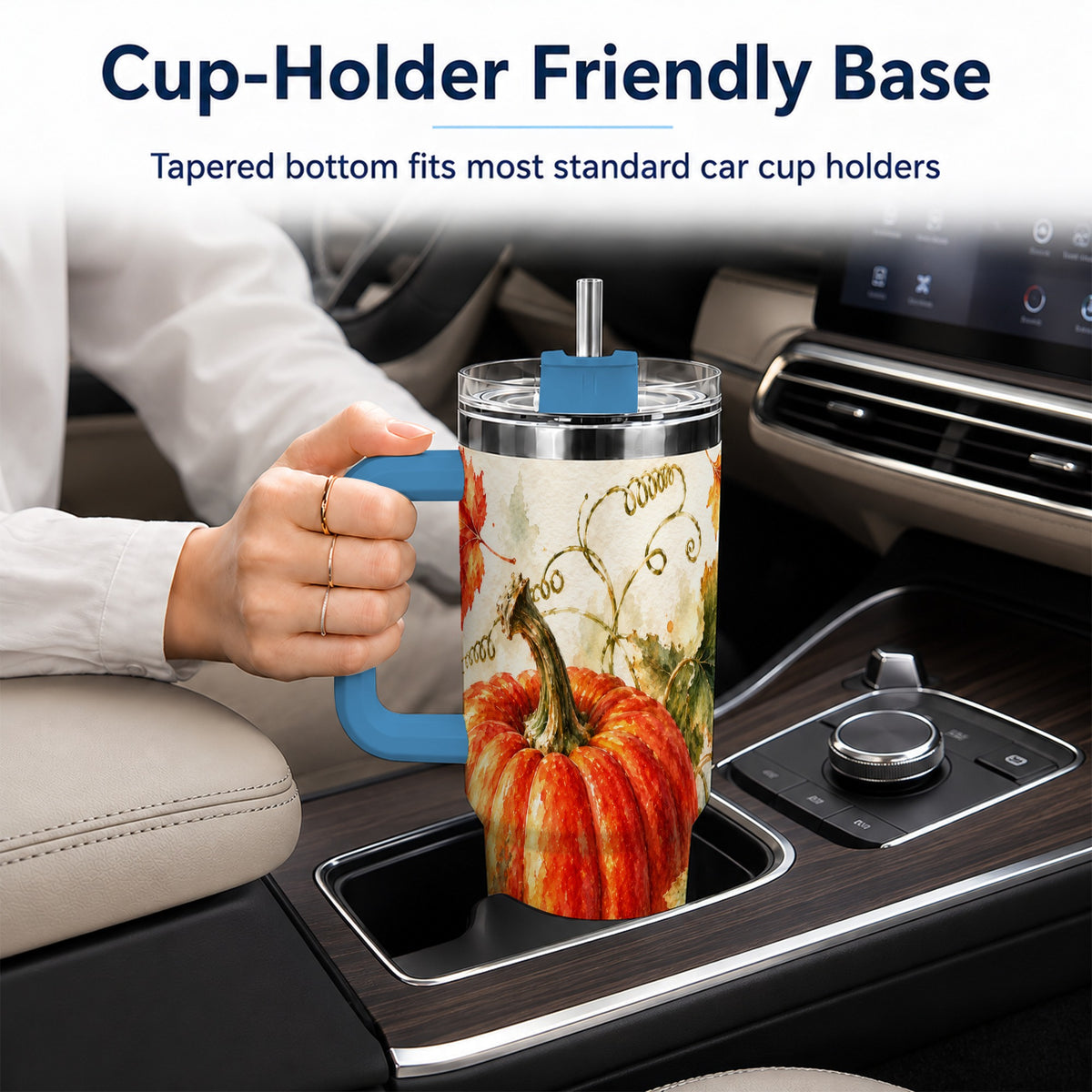 #pl[40oz|Blue] Autumn Pumpkin 40oz Tumbler, Harvest Tumbler, Stainless Steel Travel Cup